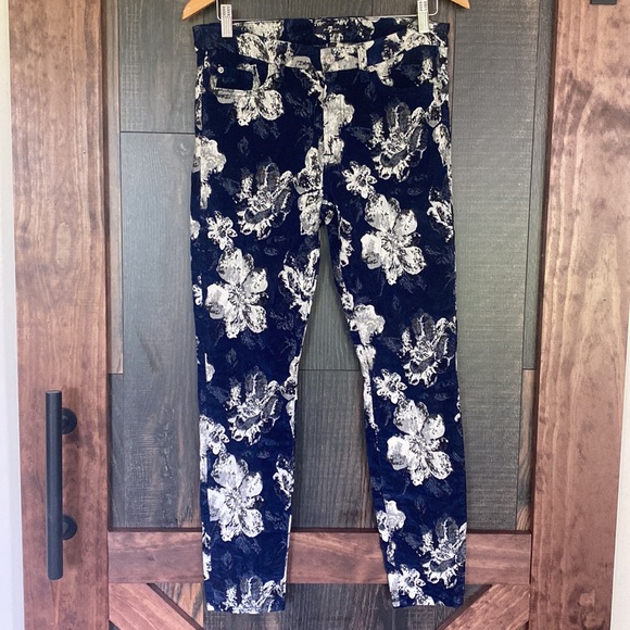 7 For All Mankind Navy Jacquard Ankle Skinny Pants - Picture 3 of 6
